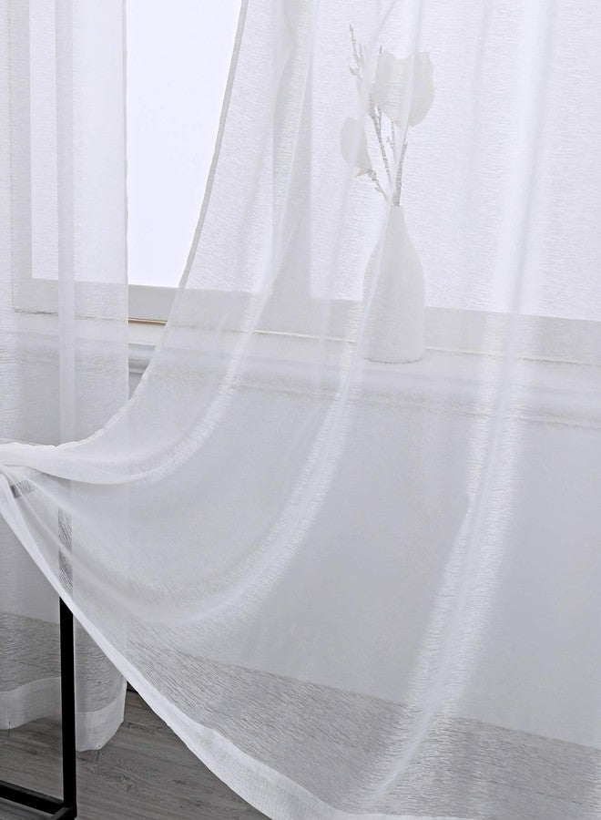 DONREN 108 inch Extra Length Sheer Curtains for Bedroom - Grommet Top Solid Luxury Soft Gauze Voile Window Panels for Patio (52 W x 108 L,White,2 Pieces) - Image 3
